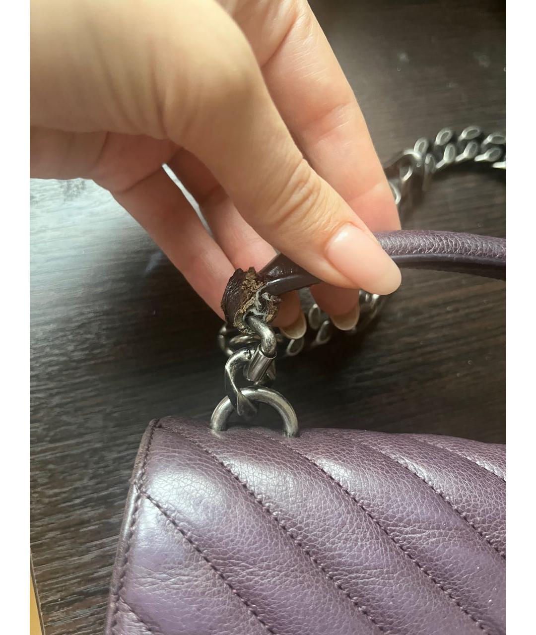 SAINT LAURENT Фиолетовая кожаная сумка через плечо, фото 6