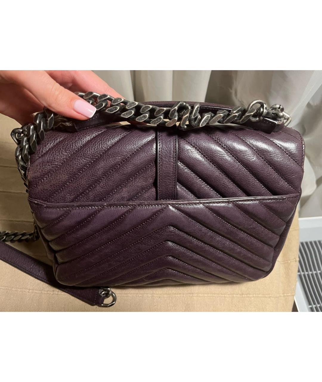 SAINT LAURENT Фиолетовая кожаная сумка через плечо, фото 3