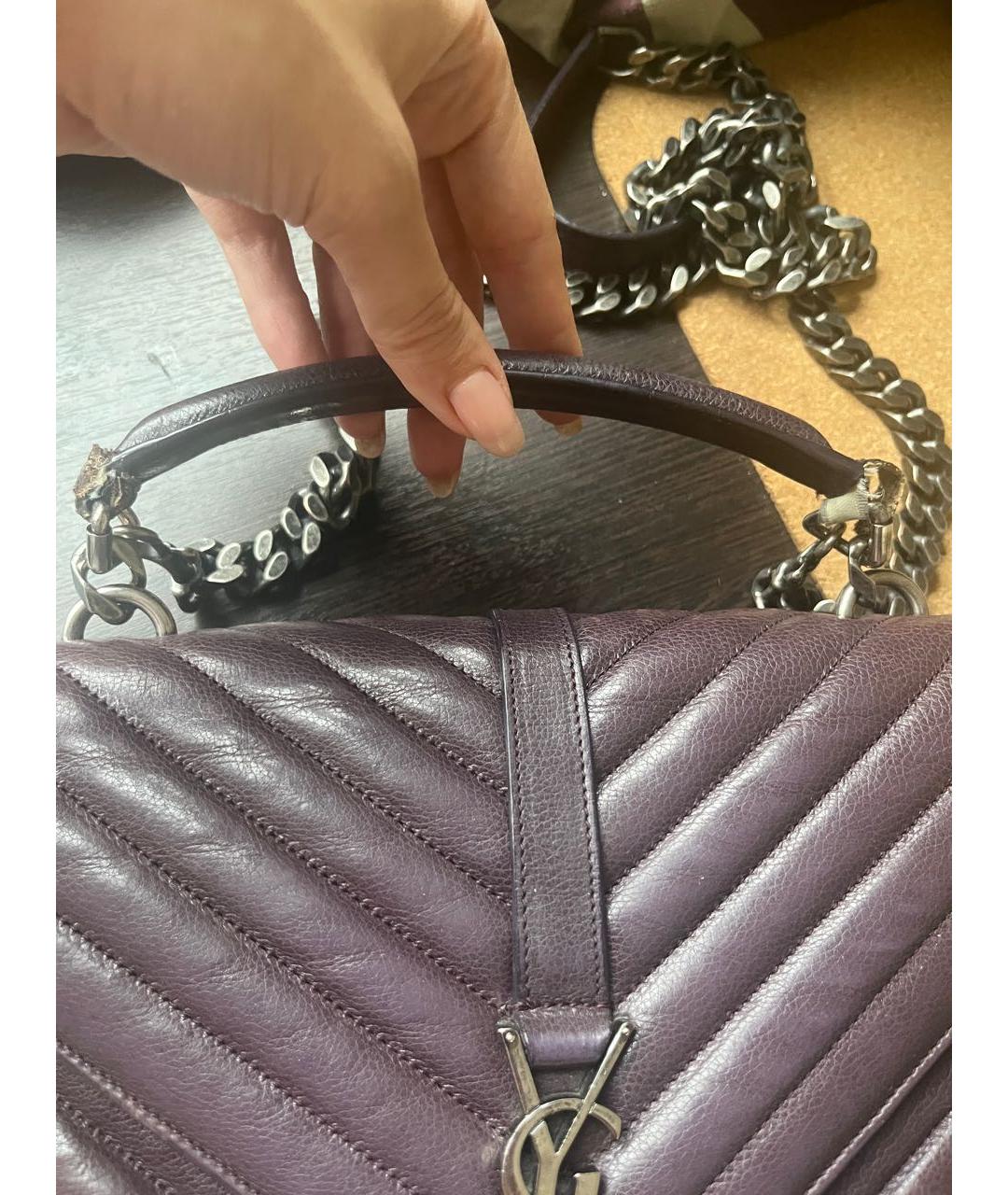 SAINT LAURENT Фиолетовая кожаная сумка через плечо, фото 8
