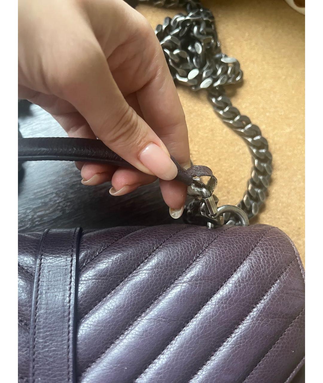 SAINT LAURENT Фиолетовая кожаная сумка через плечо, фото 7