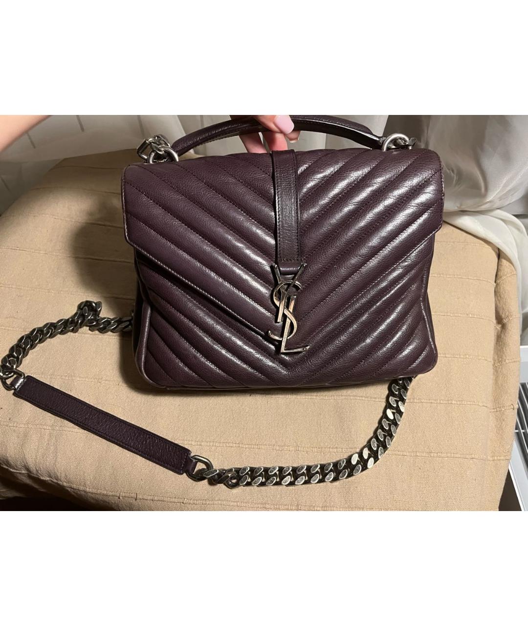SAINT LAURENT Фиолетовая кожаная сумка через плечо, фото 5