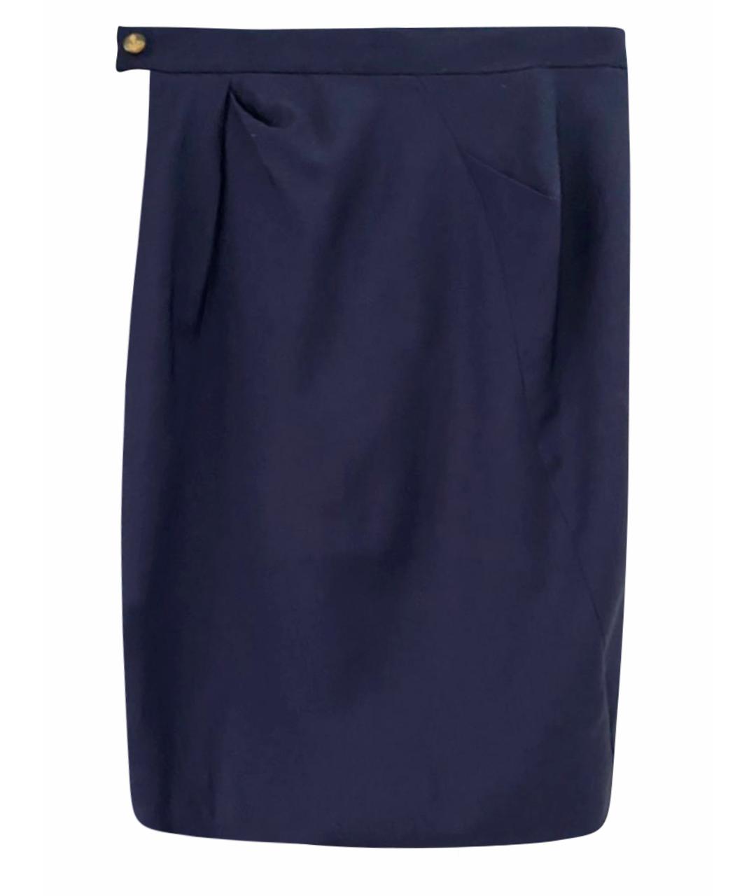 VIVIENNE WESTWOOD Темно-синяя шерстяная юбка миди, фото 1