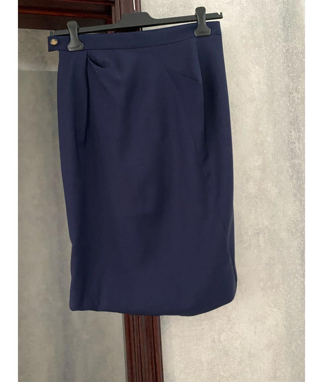 VIVIENNE WESTWOOD Темно-синяя шерстяная юбка миди, фото 6