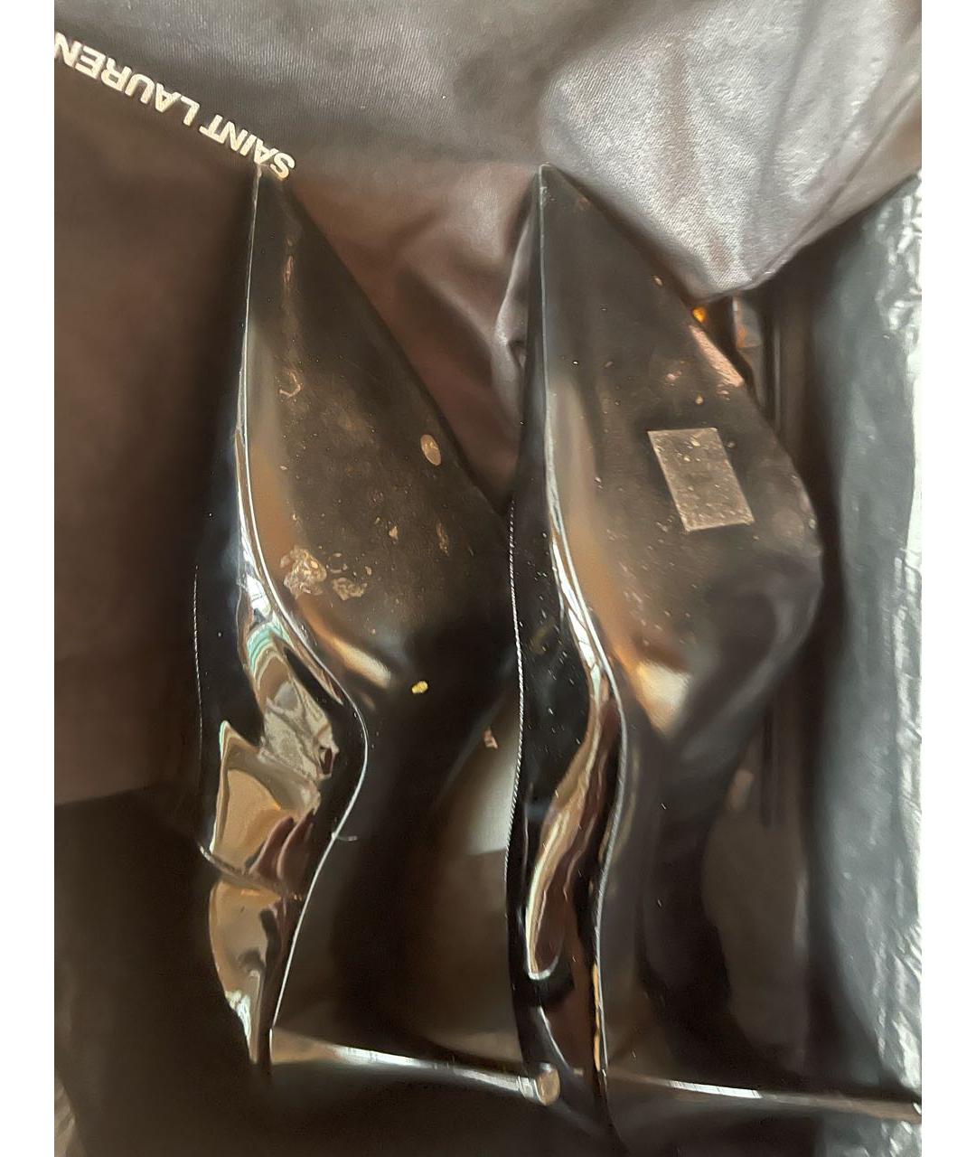 SAINT LAURENT Черные свадебные туфли на среднем каблуке из лакированной кожи, фото 8