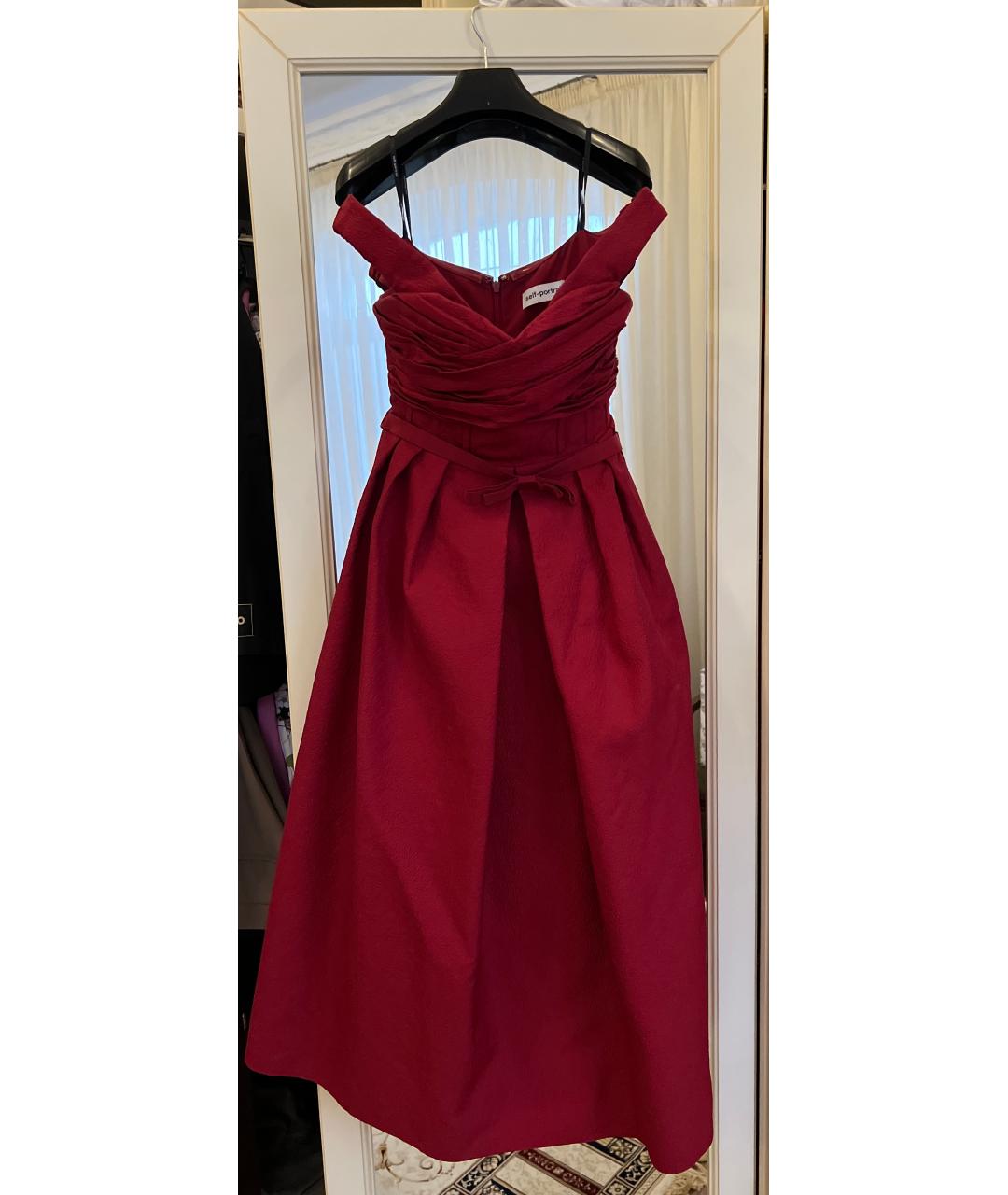 SELF-PORTRAIT Бордовое полиэстеровое коктейльное платье, фото 5