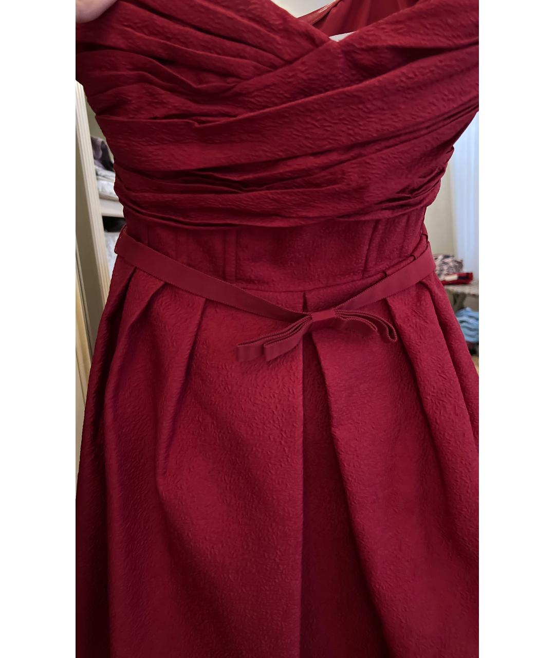 SELF-PORTRAIT Бордовое полиэстеровое коктейльное платье, фото 3