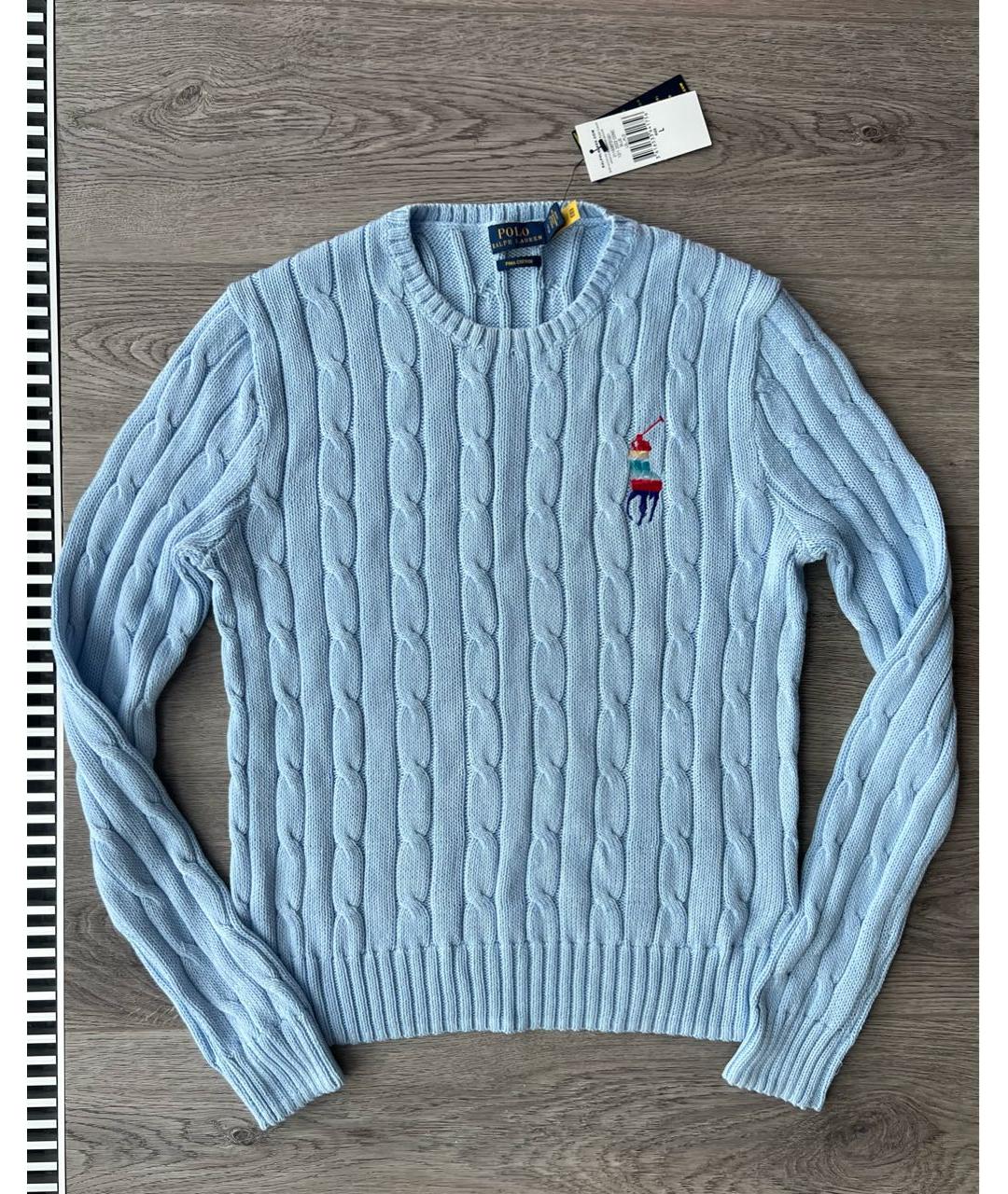 POLO RALPH LAUREN Голубой хлопковый джемпер / свитер, фото 8