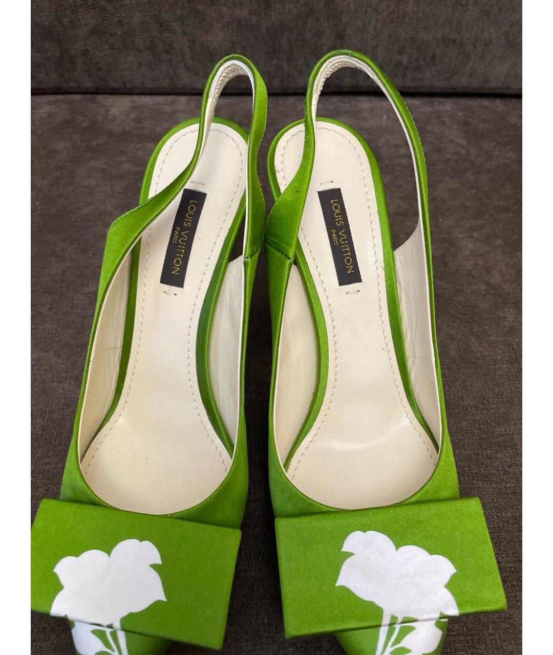 LOUIS VUITTON PRE-OWNED Зеленые текстильные туфли, фото 3
