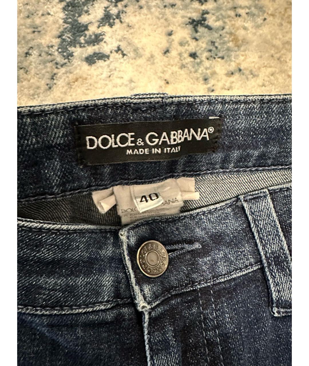 DOLCE&GABBANA Синие хлопковые джинсы слим, фото 3