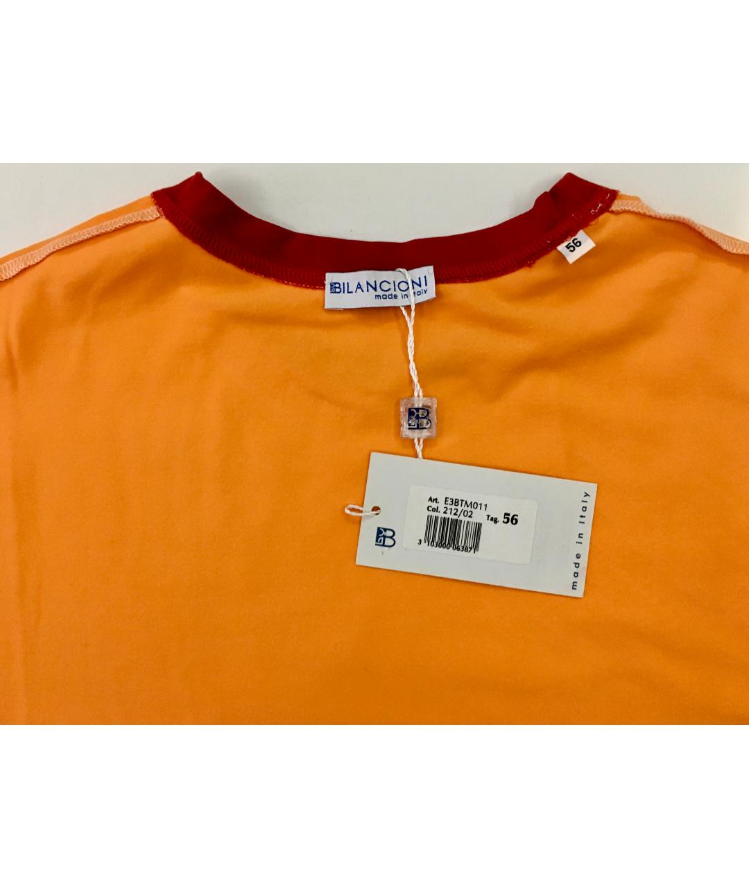 BILANCIONI Оранжевая хлопко-эластановая футболка, фото 3