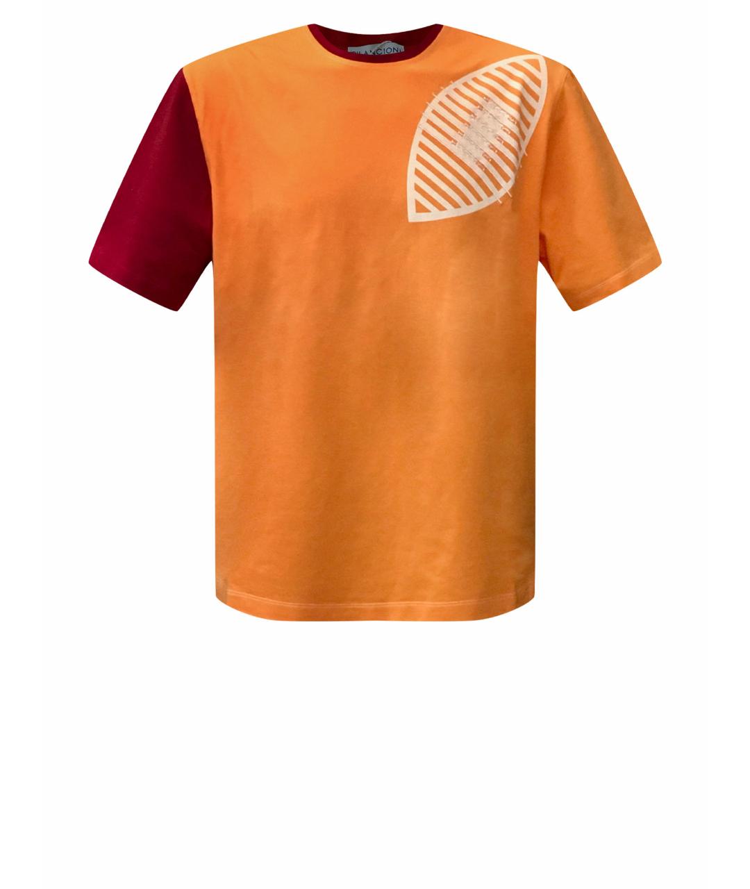 BILANCIONI Оранжевая хлопко-эластановая футболка, фото 1