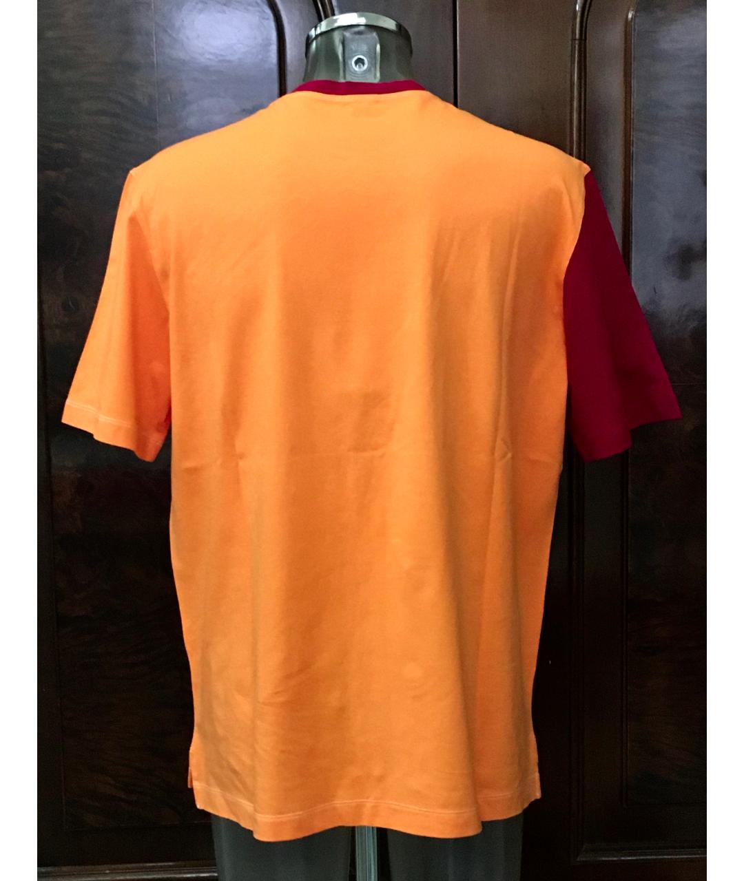 BILANCIONI Оранжевая хлопко-эластановая футболка, фото 2
