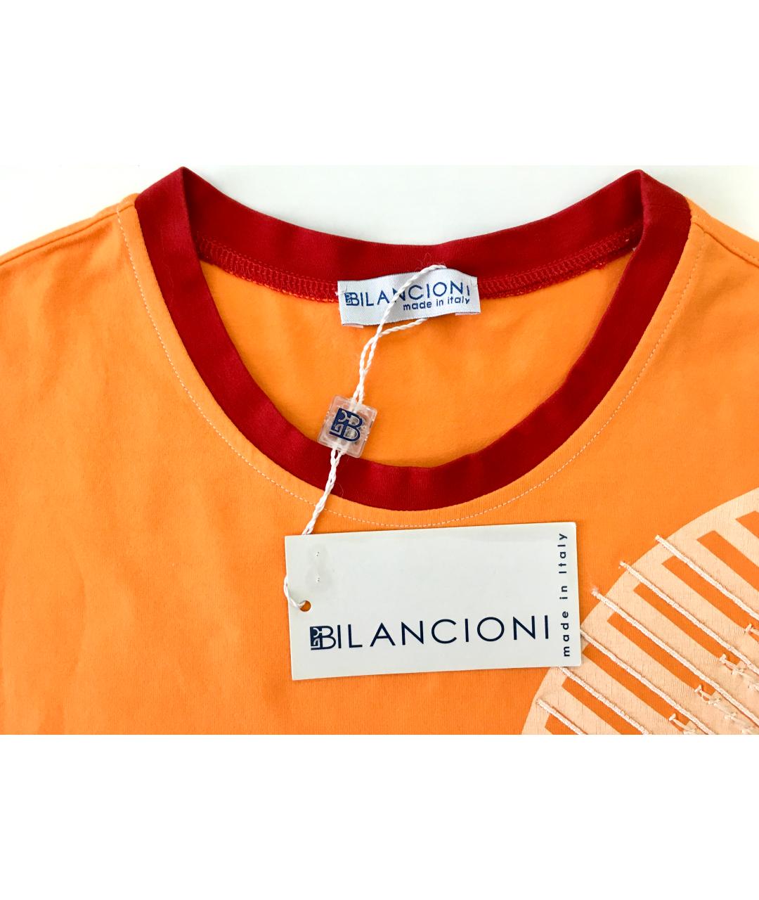 BILANCIONI Оранжевая хлопко-эластановая футболка, фото 4
