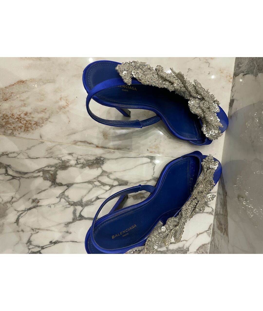 BALENCIAGA Синие бархатные туфли, фото 4