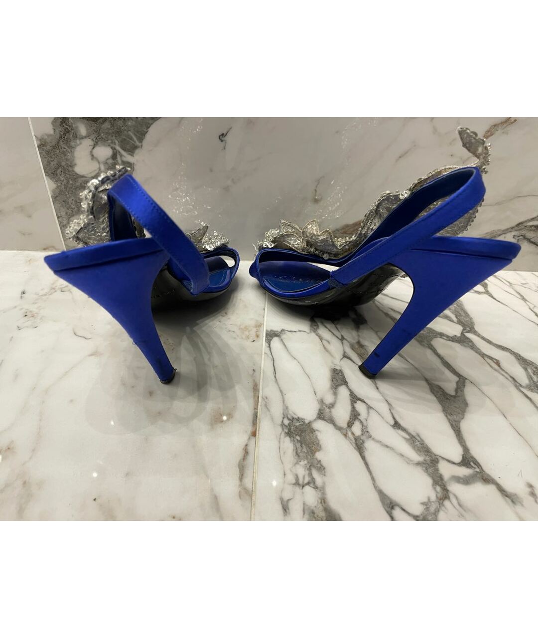 BALENCIAGA Синие бархатные туфли, фото 3