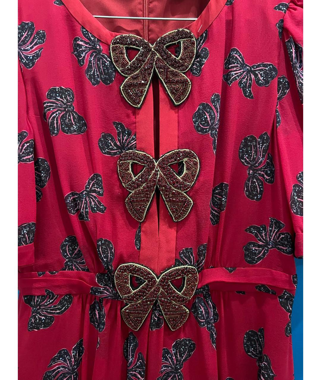 SALONI Красное шелковое коктейльное платье, фото 4