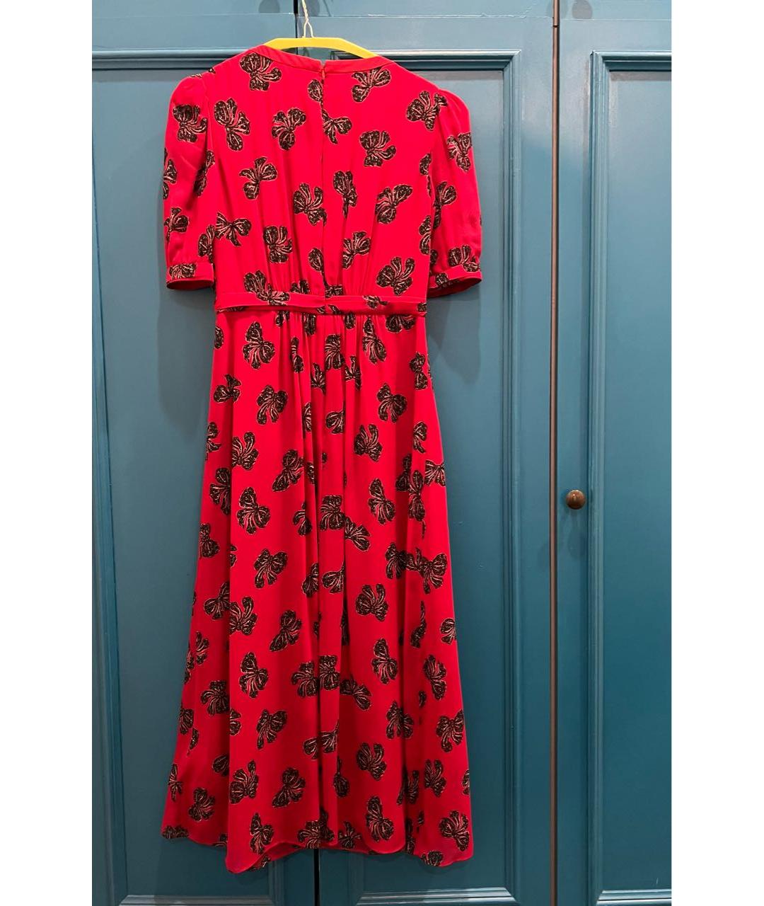 SALONI Красное шелковое коктейльное платье, фото 2