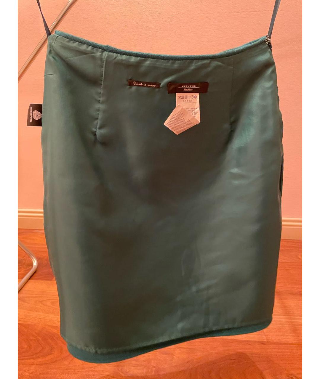 WEEKEND MAX MARA Зеленая шерстяная юбка мини, фото 3