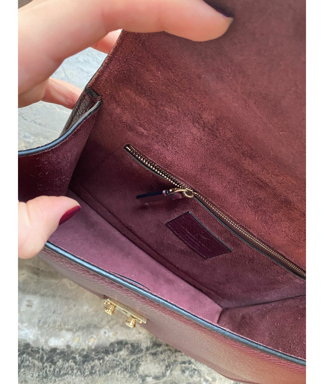 VALENTINO Бордовая кожаная сумка тоут, фото 3