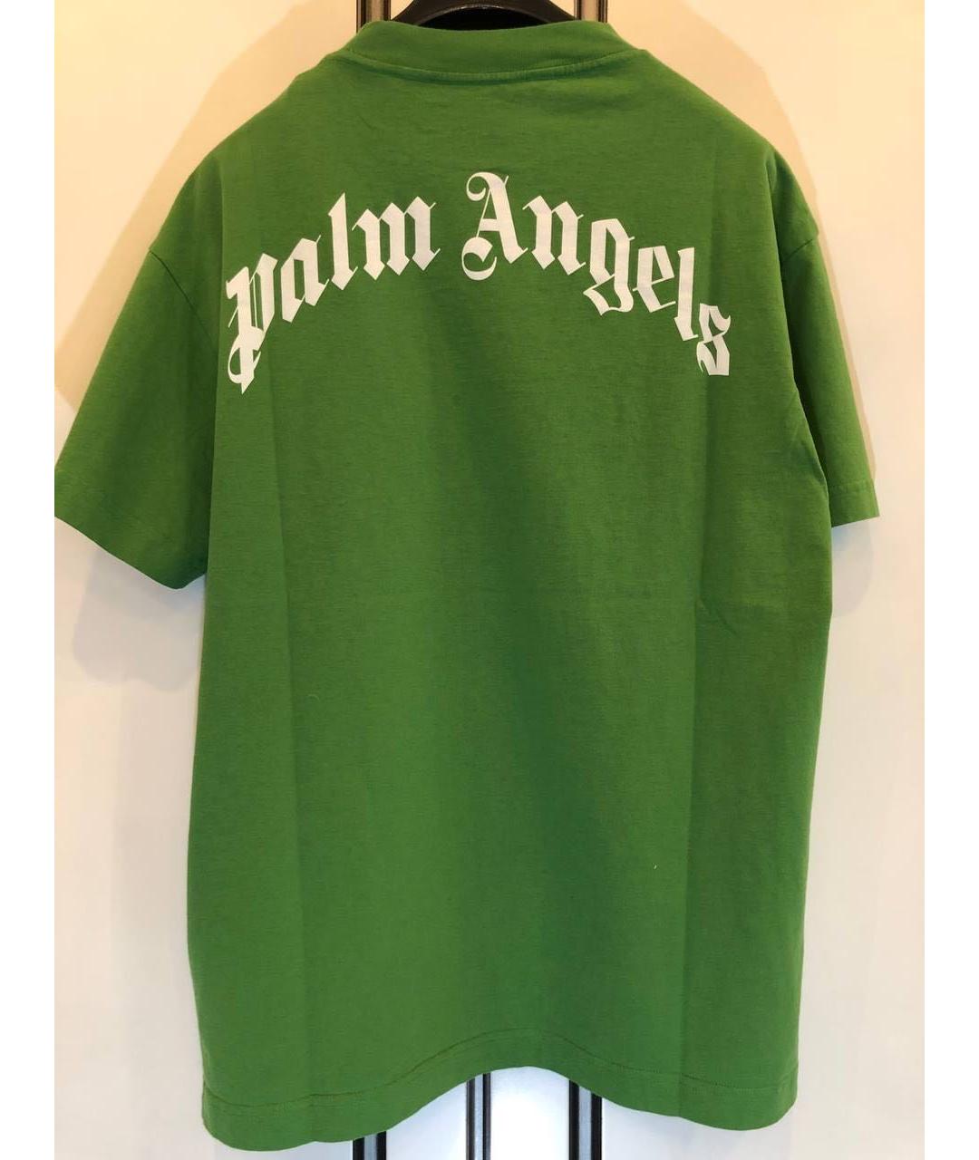 PALM ANGELS Зеленая хлопковая футболка, фото 2