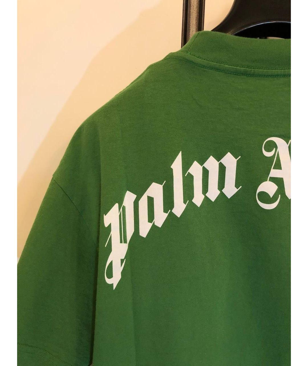 PALM ANGELS Зеленая хлопковая футболка, фото 4