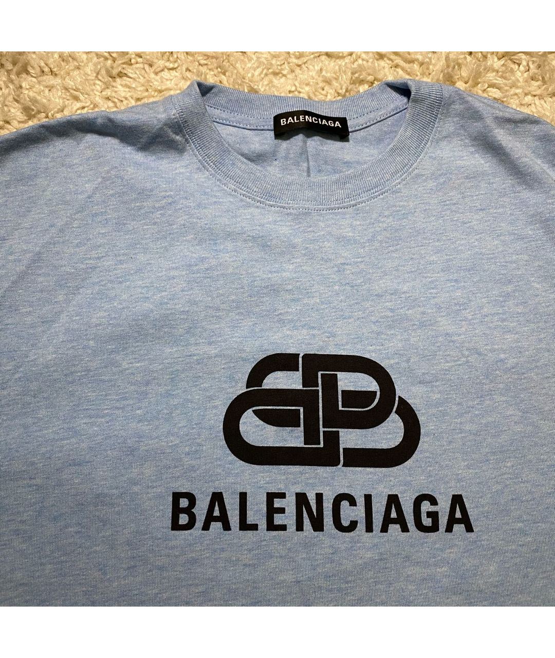 BALENCIAGA Голубая хлопковая футболка, фото 3