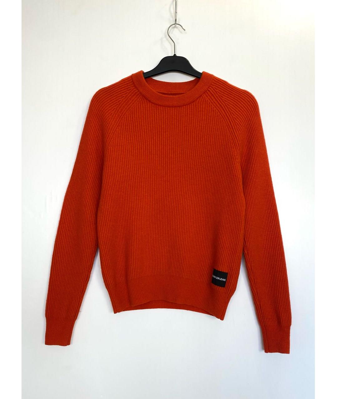 CALVIN KLEIN Оранжевый шерстяной джемпер / свитер, фото 9