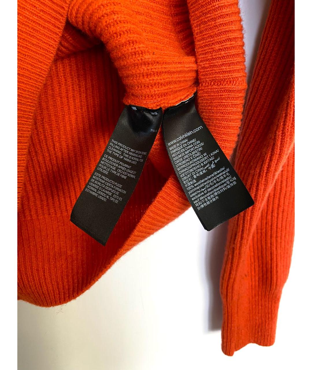 CALVIN KLEIN Оранжевый шерстяной джемпер / свитер, фото 6