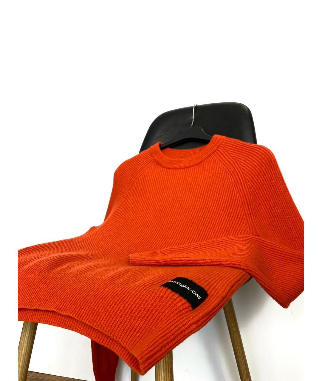 CALVIN KLEIN Оранжевый шерстяной джемпер / свитер, фото 3