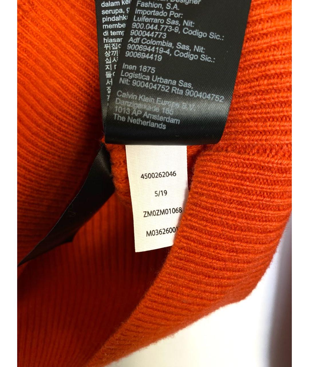 CALVIN KLEIN Оранжевый шерстяной джемпер / свитер, фото 7