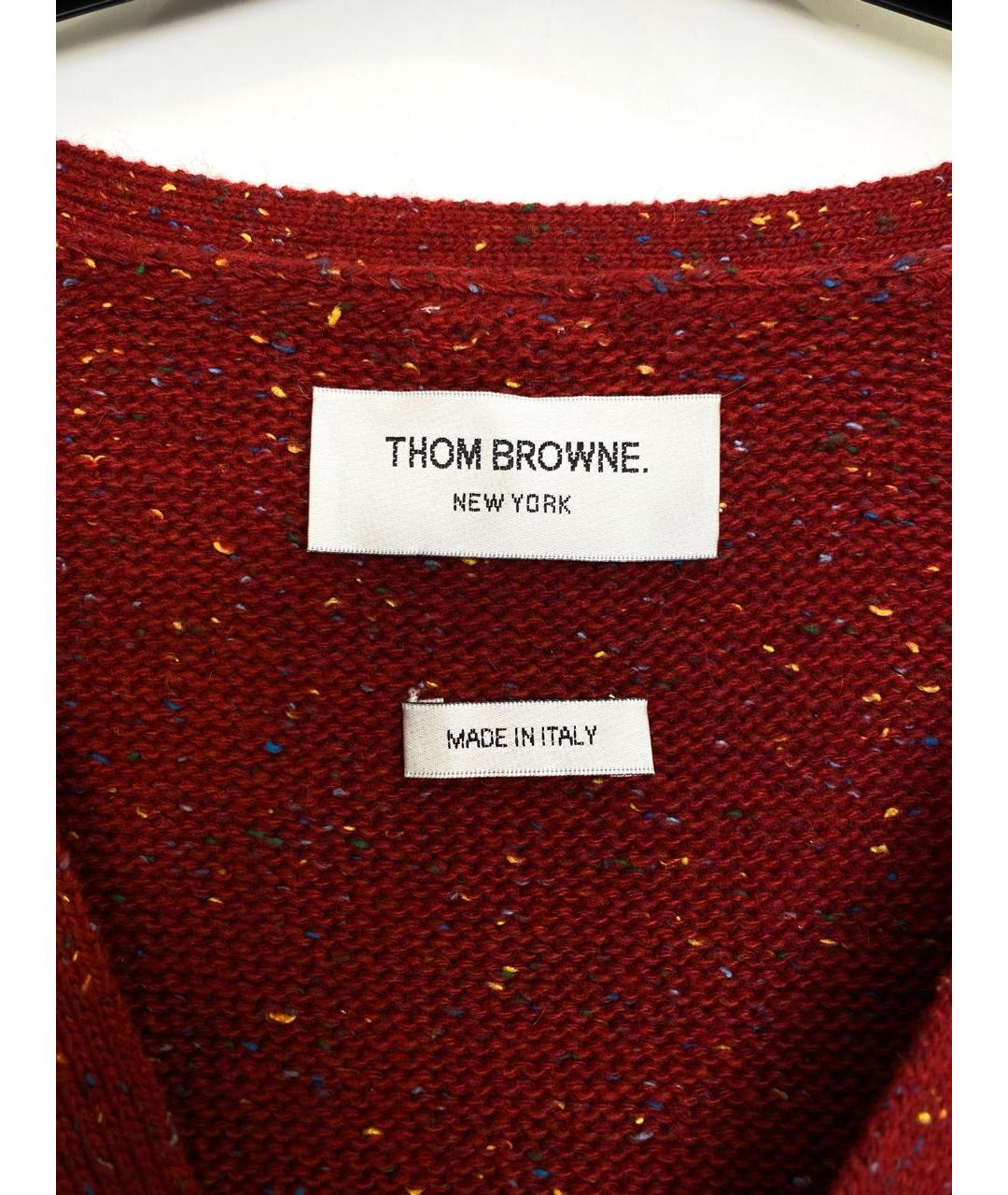 THOM BROWNE Бордовый шерстяной джемпер / свитер, фото 7