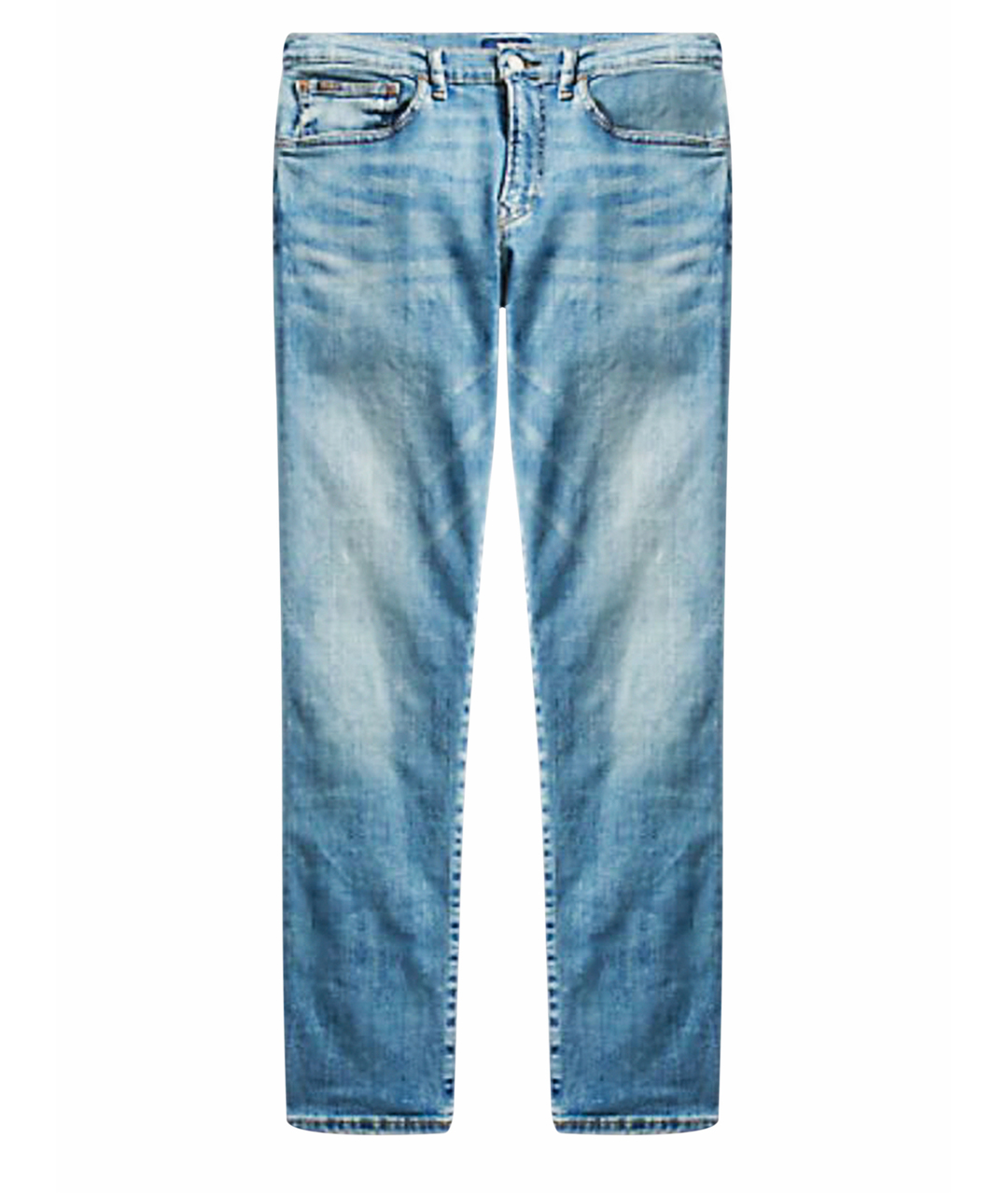 POLO RALPH LAUREN Голубые хлопко-эластановые прямые джинсы, фото 1