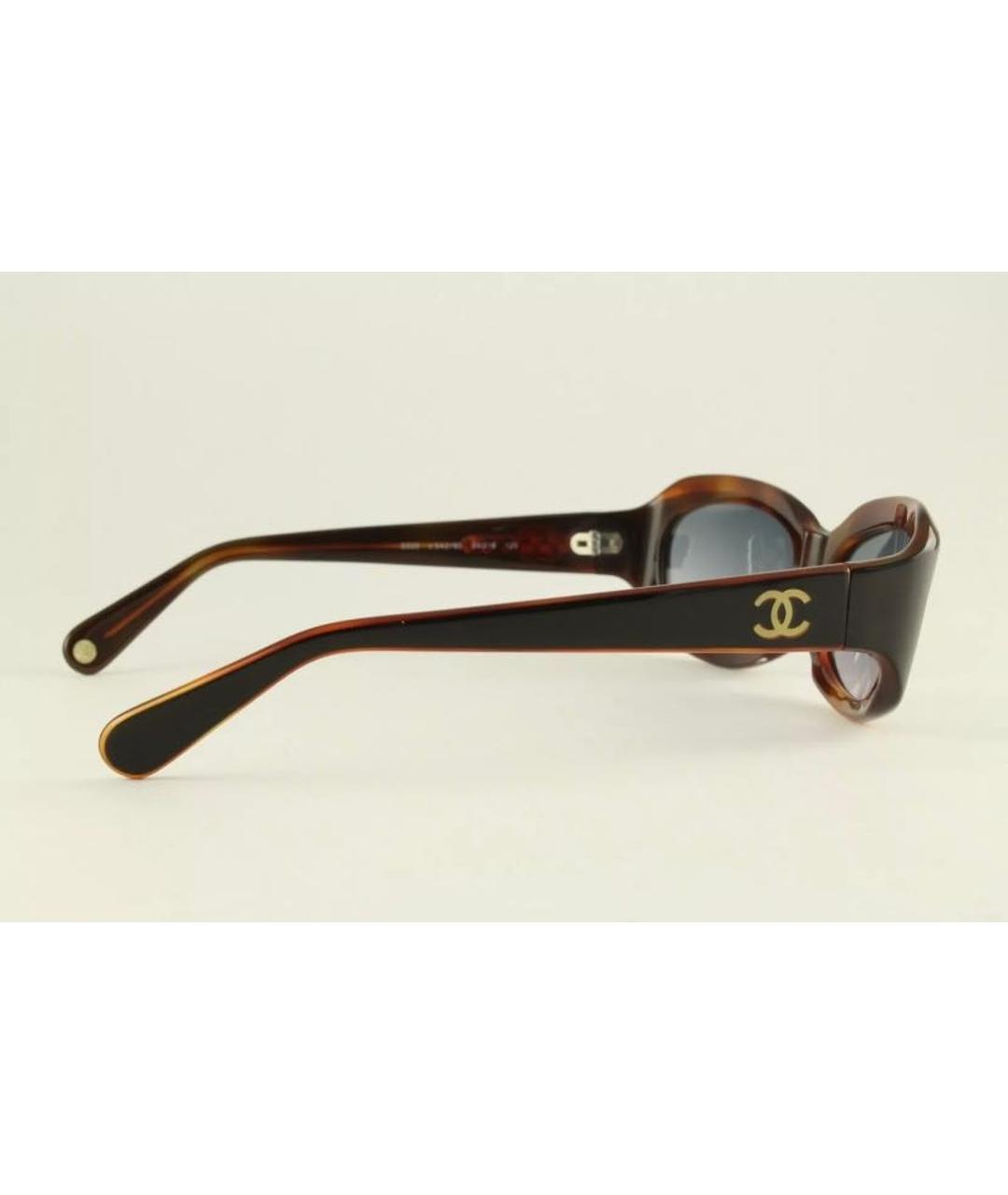 CHANEL PRE-OWNED Коричневые пластиковые солнцезащитные очки, фото 3