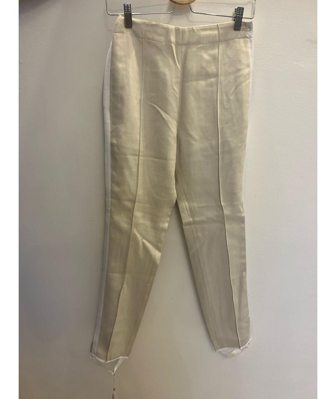 GOLDEN GOOSE DELUXE BRAND Бежевые шерстяные брюки узкие, фото 4
