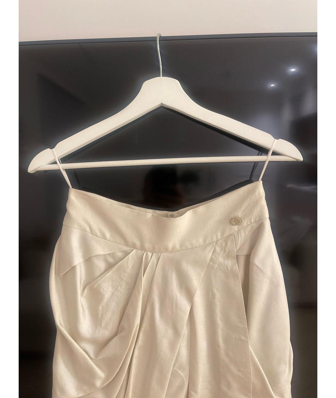 CHANEL PRE-OWNED Бежевая шелковая юбка миди, фото 3