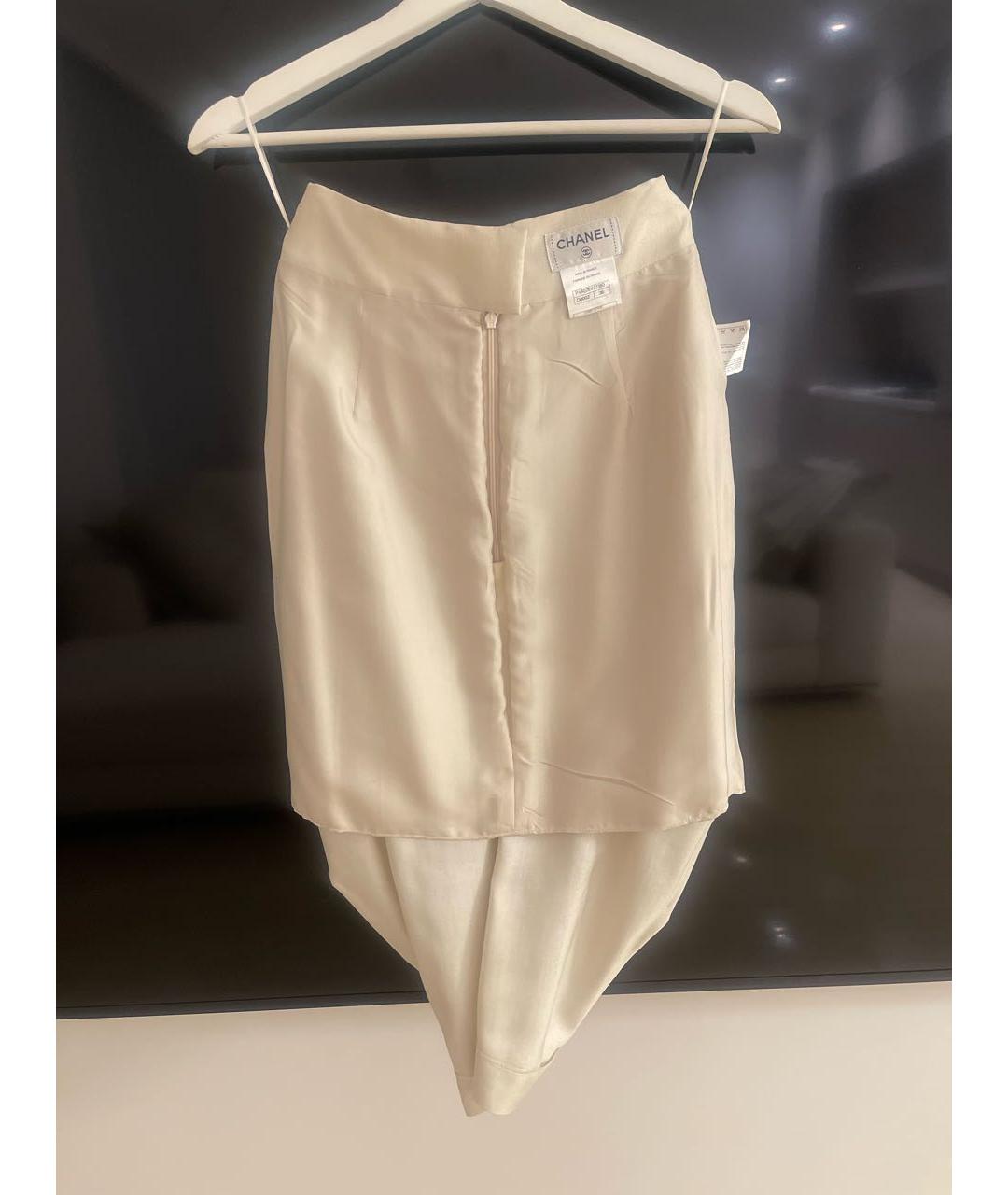 CHANEL PRE-OWNED Бежевая шелковая юбка миди, фото 8