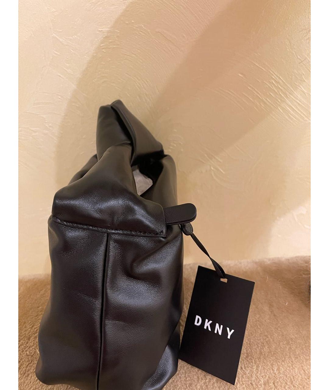 DKNY Черная кожаная сумка с короткими ручками, фото 2