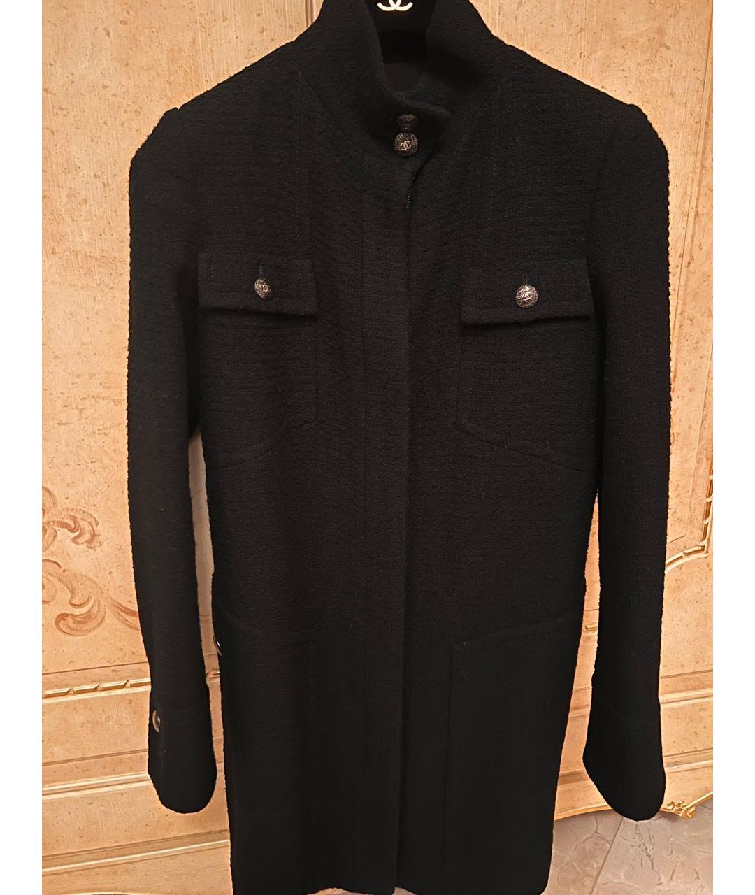 CHANEL PRE-OWNED Черное шерстяное пальто, фото 5
