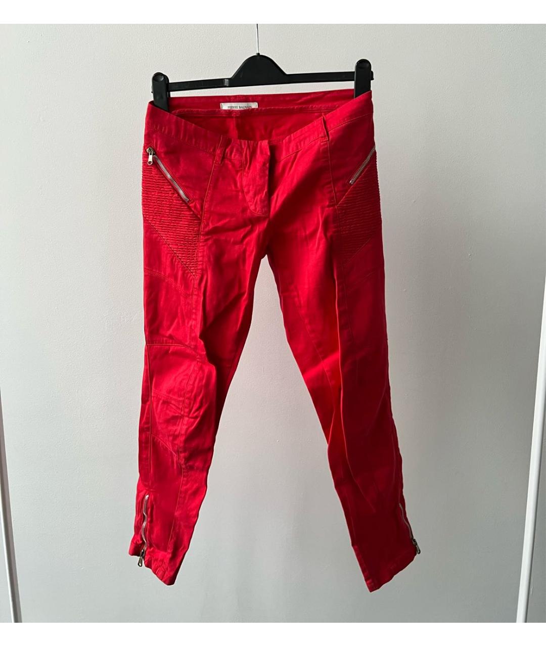 PIERRE BALMAIN Красные прямые брюки, фото 5