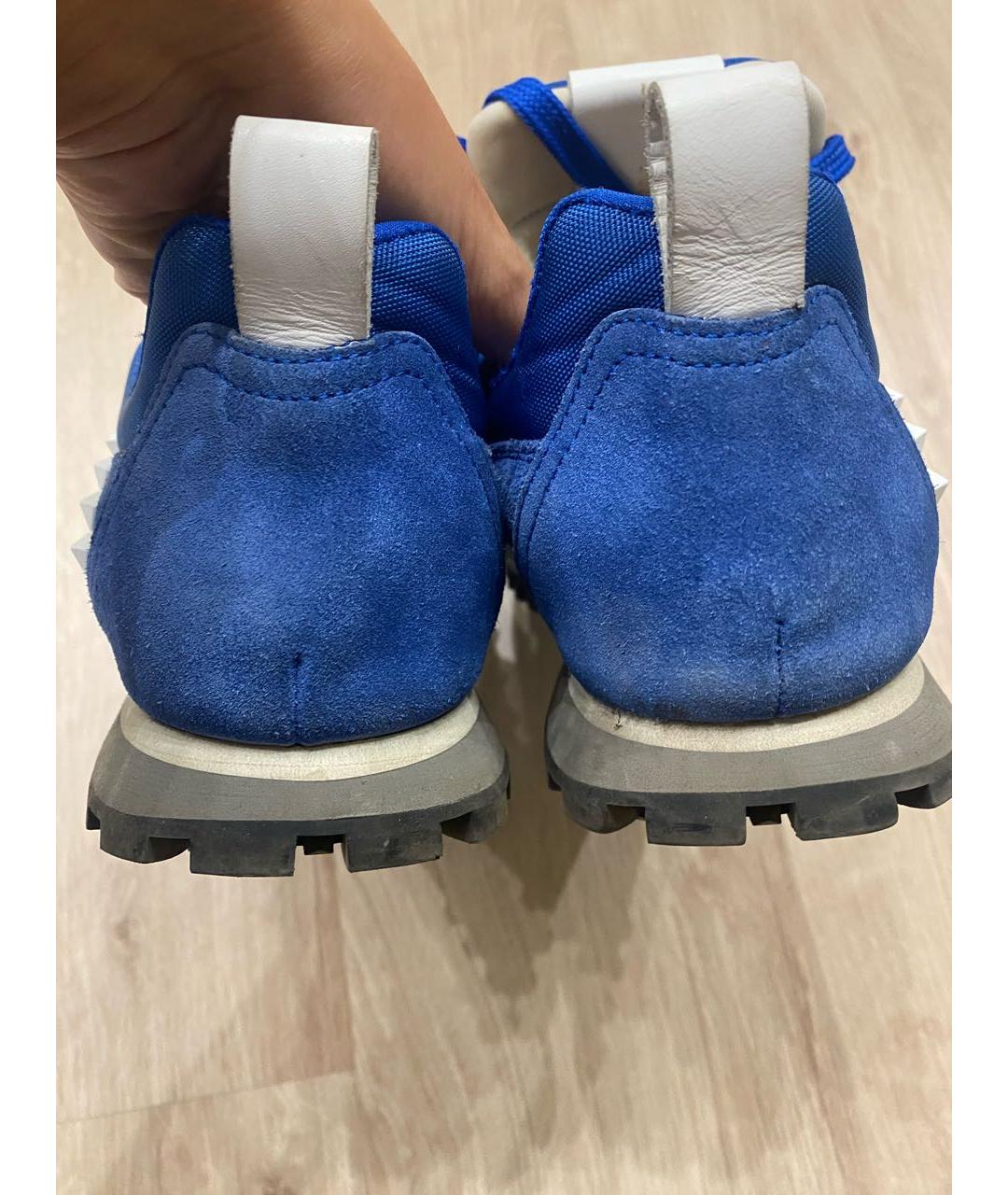 VALENTINO Синие замшевые низкие кроссовки / кеды, фото 3