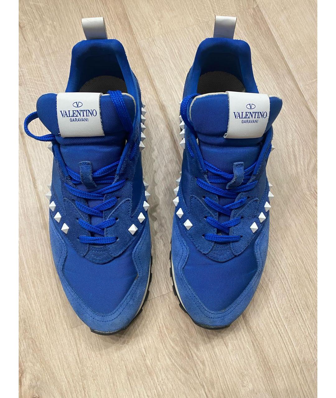 VALENTINO Синие замшевые низкие кроссовки / кеды, фото 2