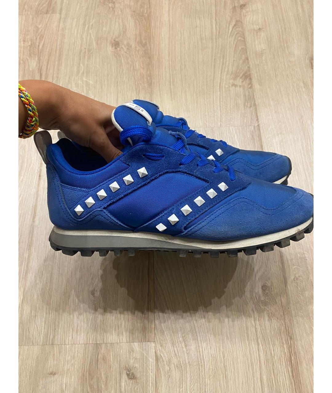 VALENTINO Синие замшевые низкие кроссовки / кеды, фото 7
