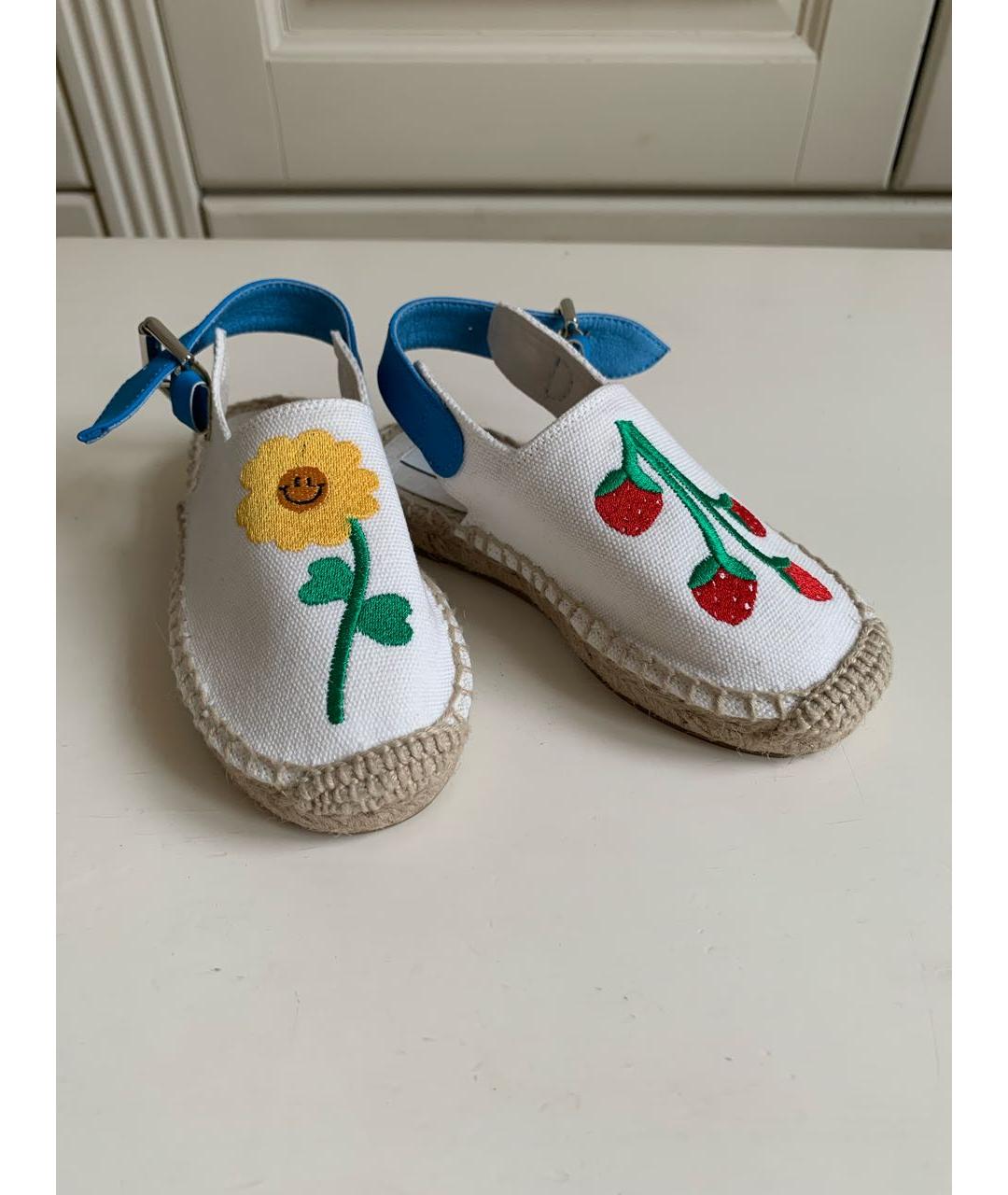 STELLA MCCARTNEY Белые текстильные сандалии и шлепанцы, фото 3
