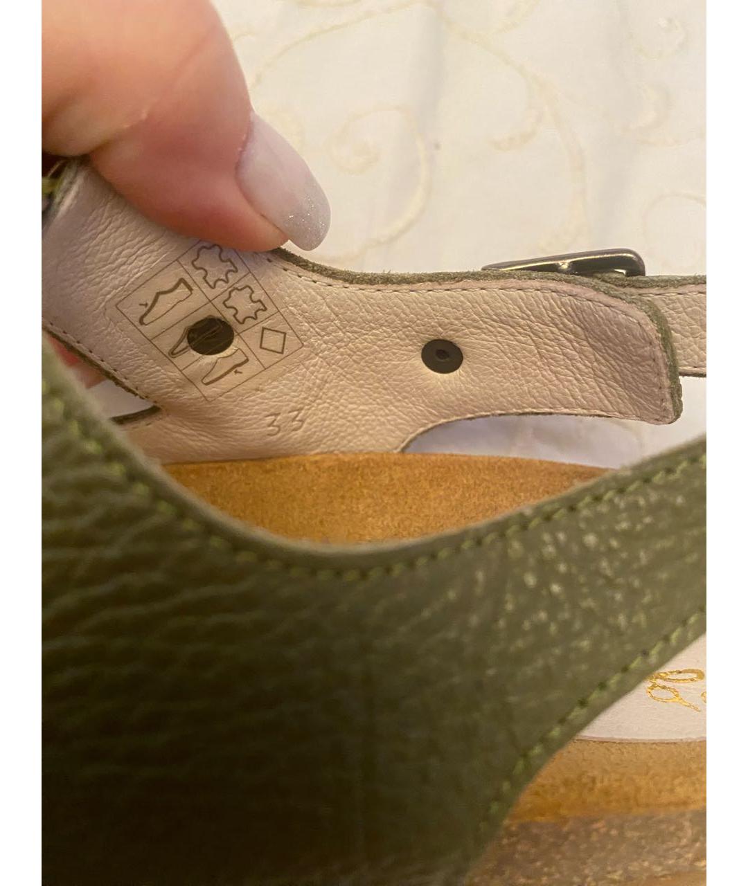 IL GUFO Зеленые кожаные сандалии и шлепанцы, фото 5