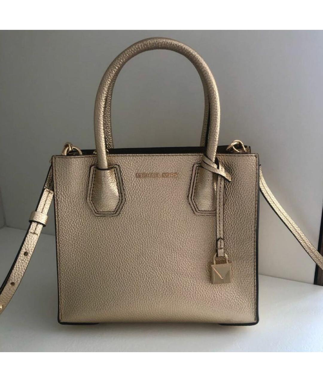 MICHAEL KORS Золотая кожаная сумка через плечо, фото 4