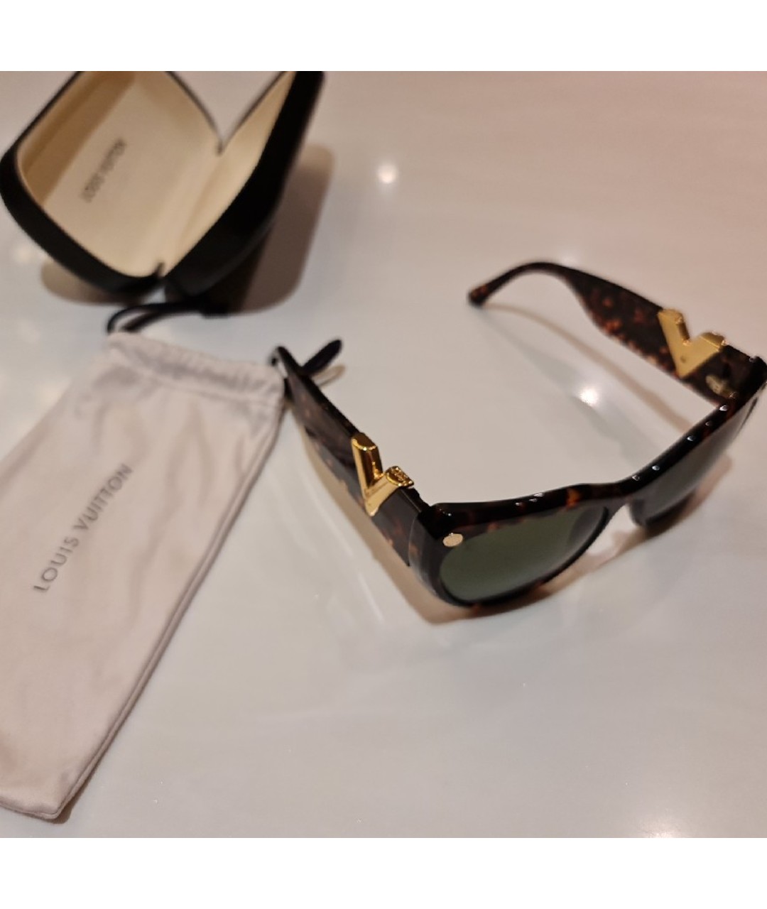 LOUIS VUITTON PRE-OWNED Коричневые пластиковые солнцезащитные очки, фото 4