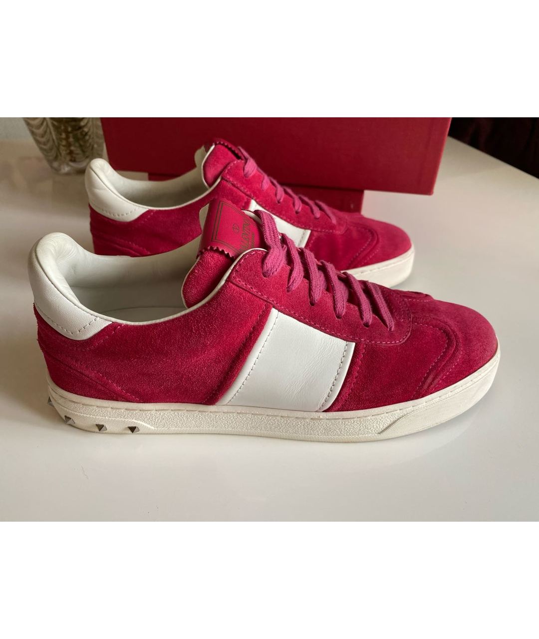 VALENTINO Розовые замшевые кроссовки, фото 9