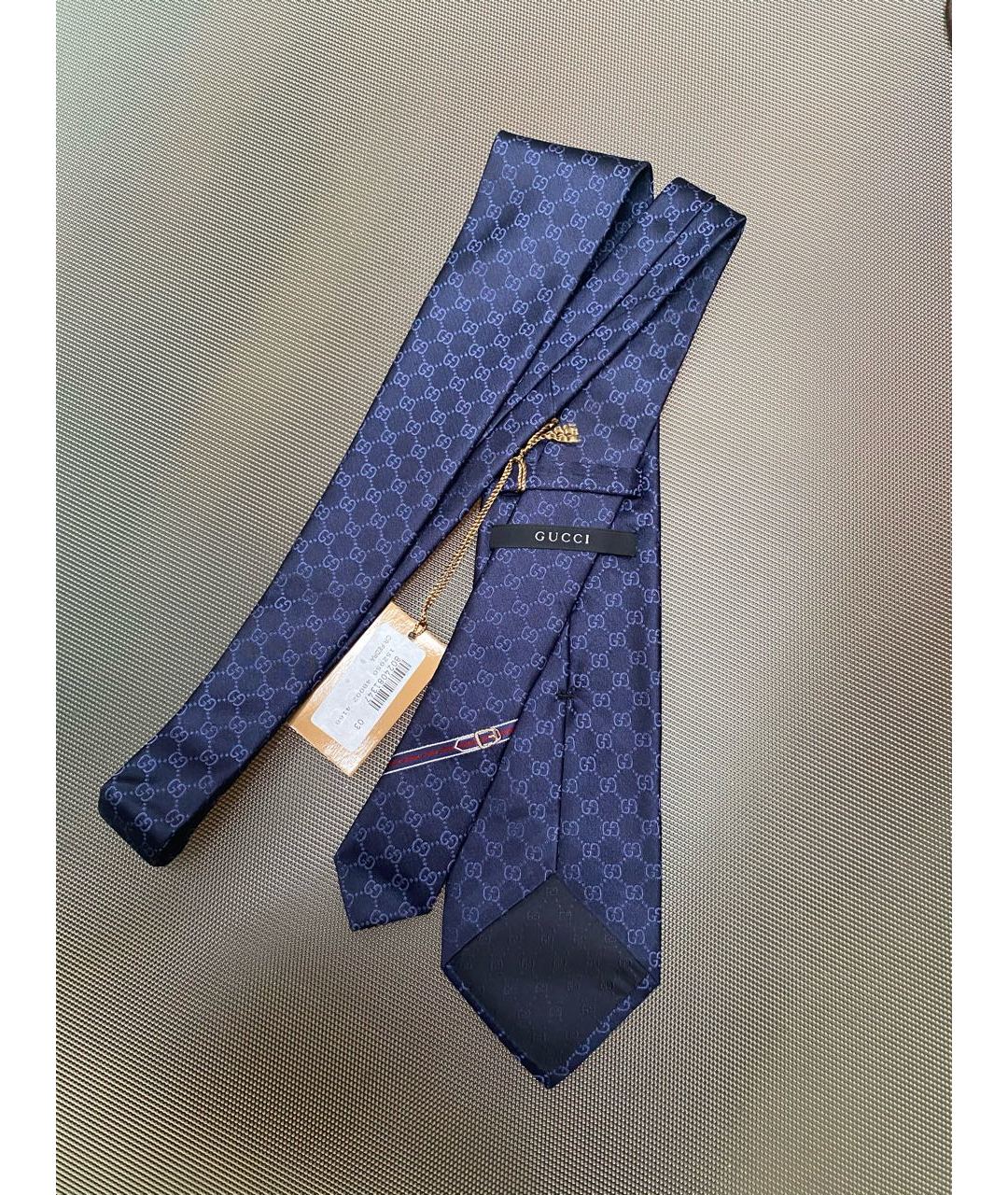 GUCCI Синий шелковый галстук, фото 3