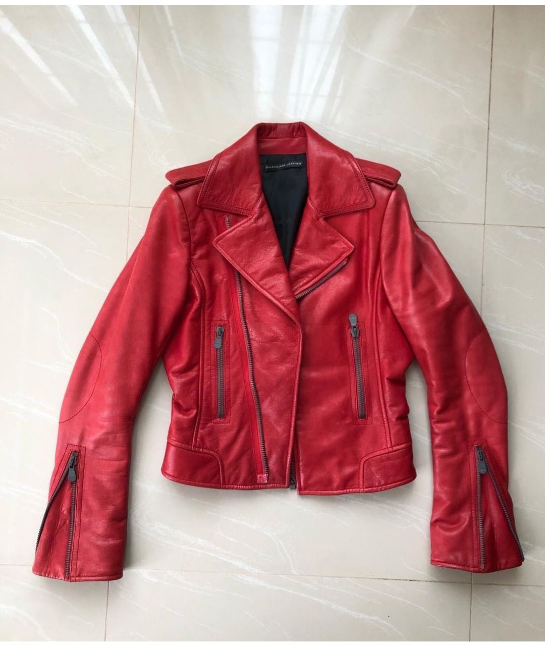 BALENCIAGA Красная кожаная куртка, фото 8