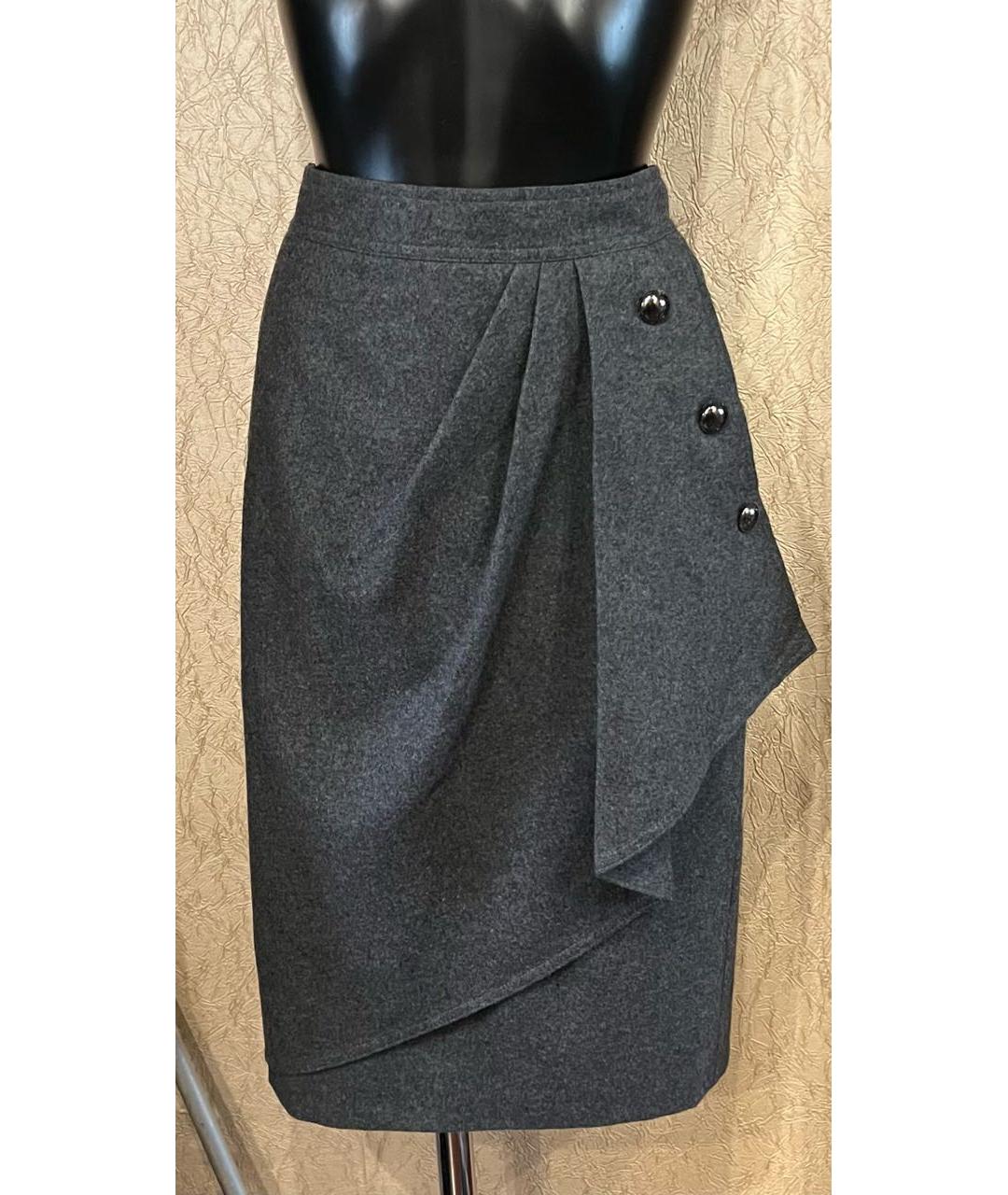 MAX MARA Серая шерстяная юбка миди, фото 7